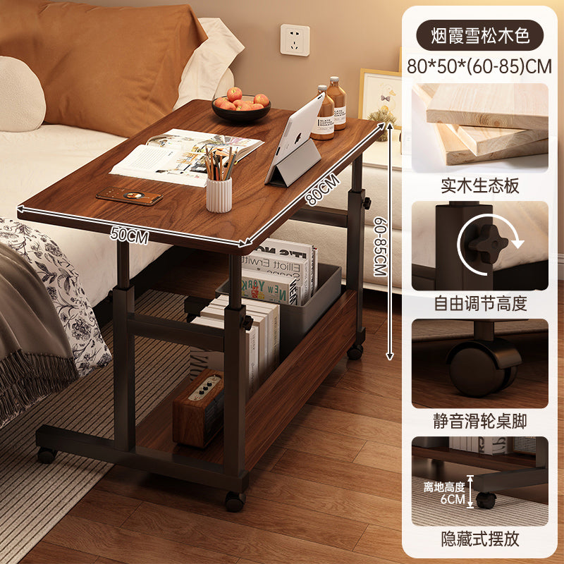 STOCK-Movable Solid Wood Bedside & Computer Desk
