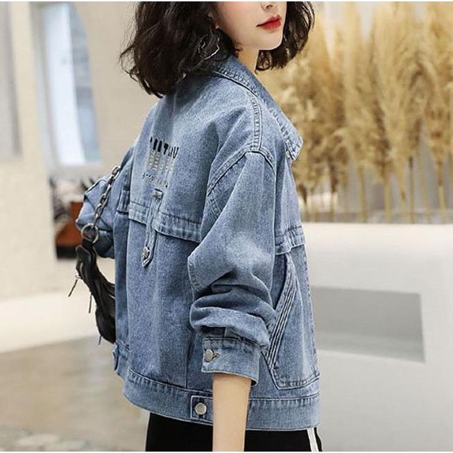 Embroidered Denim Jacket for Women – Korean Short Trendy Fit