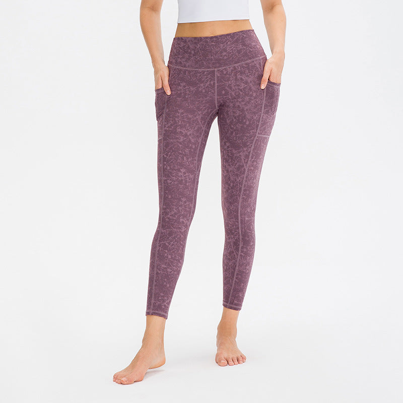 Printed High Waist Yoga Pants | Pocket & Hip-Lift Design