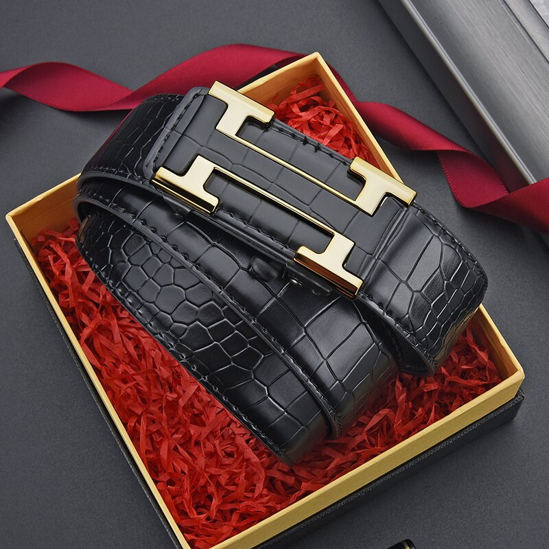 Men’s Crocodile Pattern Belt – Automatic Toothless Buckle