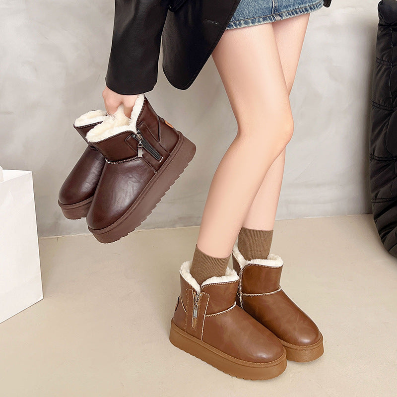 2026 Warm Fur Snow Boots for Women – Thick Sole
