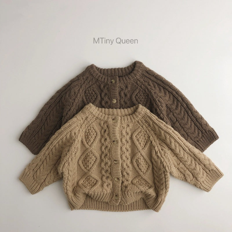 Korean Style Children’s Thickened Solid Cardigan Sweater