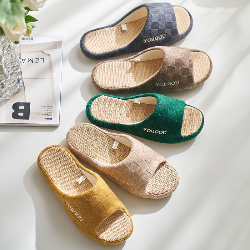 Unisex Linen Non-Slip Home Slippers – All Seasons