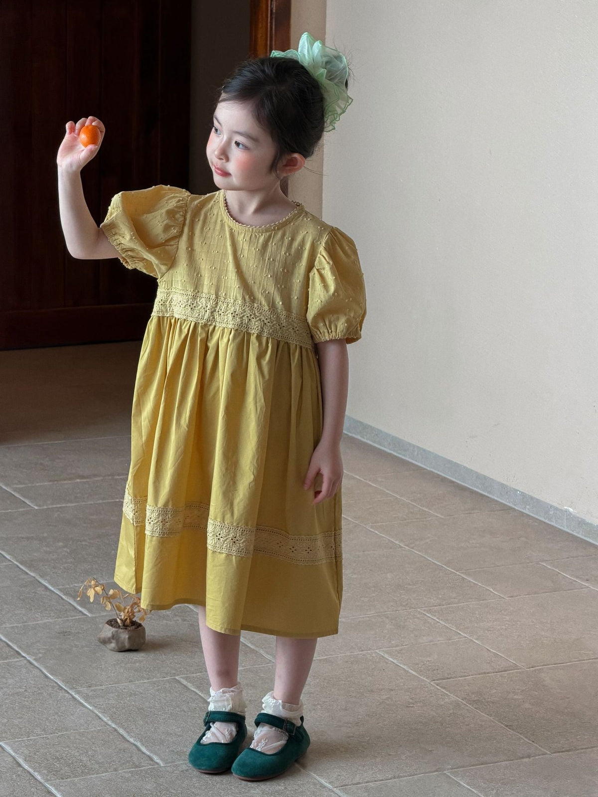 Girls Korean Lace Bubble Sleeve Princess Dress 2026 – Kids Fashion Nepal | Tudoholic
