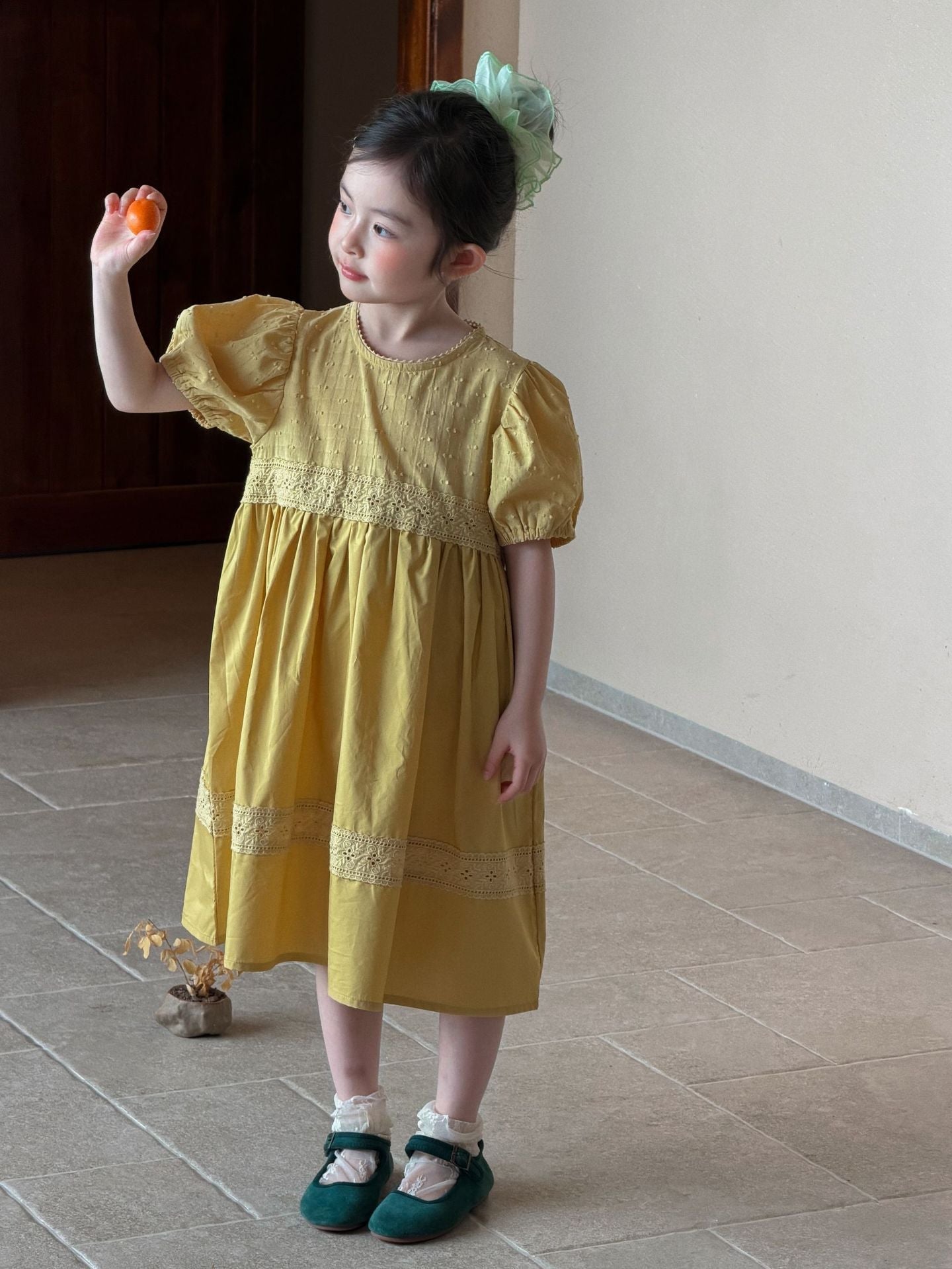 Girls Korean Lace Bubble Sleeve Princess Dress 2026 – Kids Fashion Nepal | Tudoholic