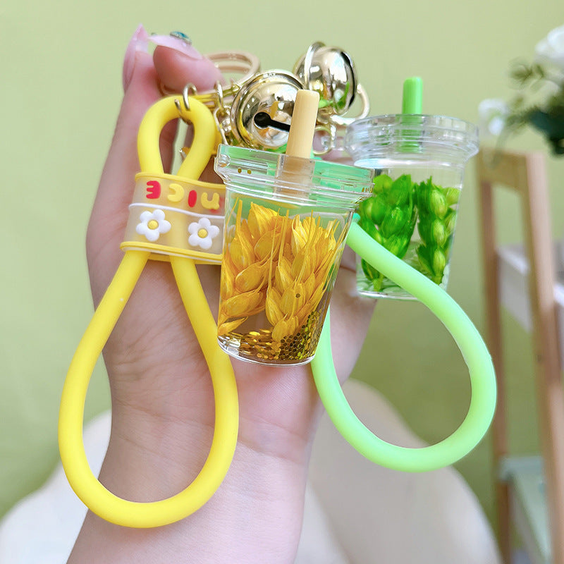 Acrylic Quicksand Bottle Keychain – Fun Cartoon Charm