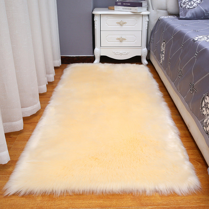 White Plush Carpet Thickened Imitation Wool Mat