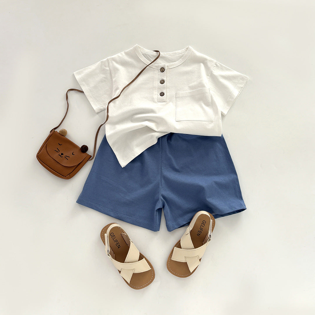 Summer Essential: Pure Cotton Boys’ Short-Sleeve Cardigan Suit – Summer Kids Fashion Nepal | Tudoholic