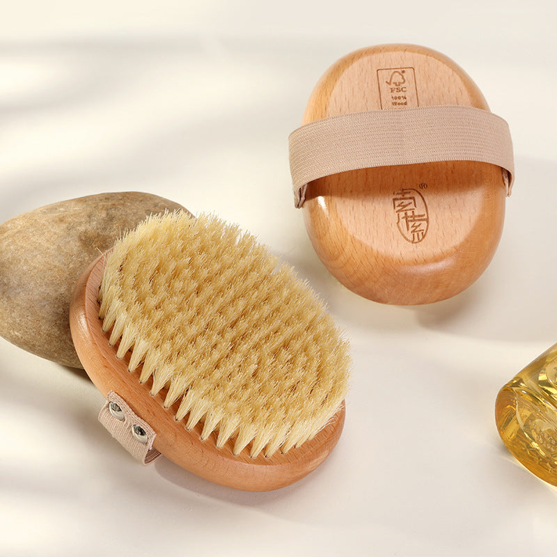 Boar Bristle Body Brush Dry Bath Skin Scrub Beauty Brush