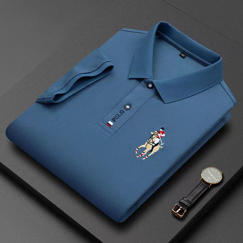 STOCK-Ice Silk Embroidered Polo – Men's Summer Casual T-Shirt