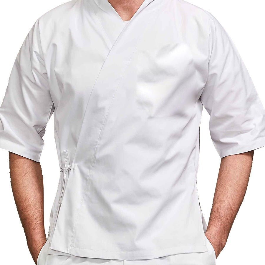 Japanese Chef Jacket – Men’s Kimono Style, 3/4 Sleeve, Custom