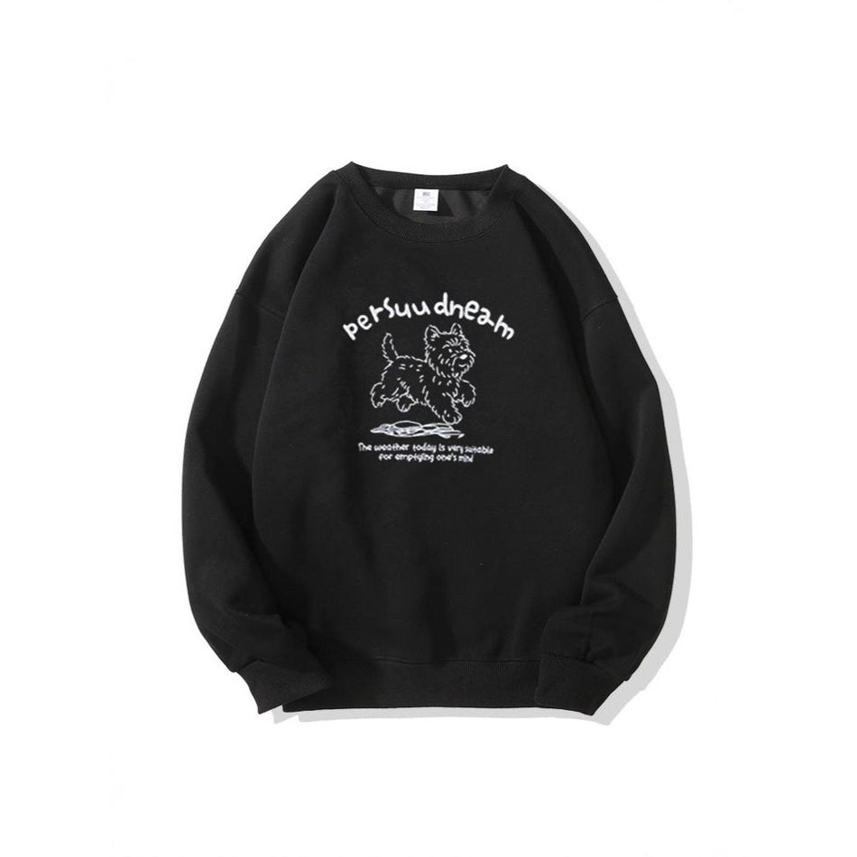 Autumn Winter Korean Style Loose Velvet Roundneck Sweatshirt
