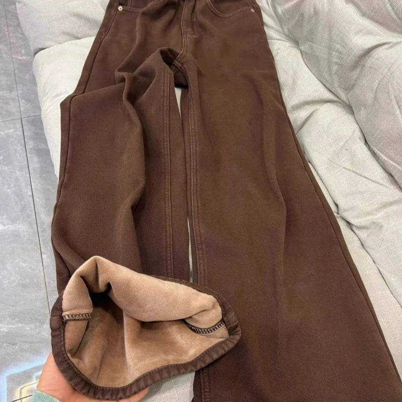 Maillard Brown Fleece Jeans