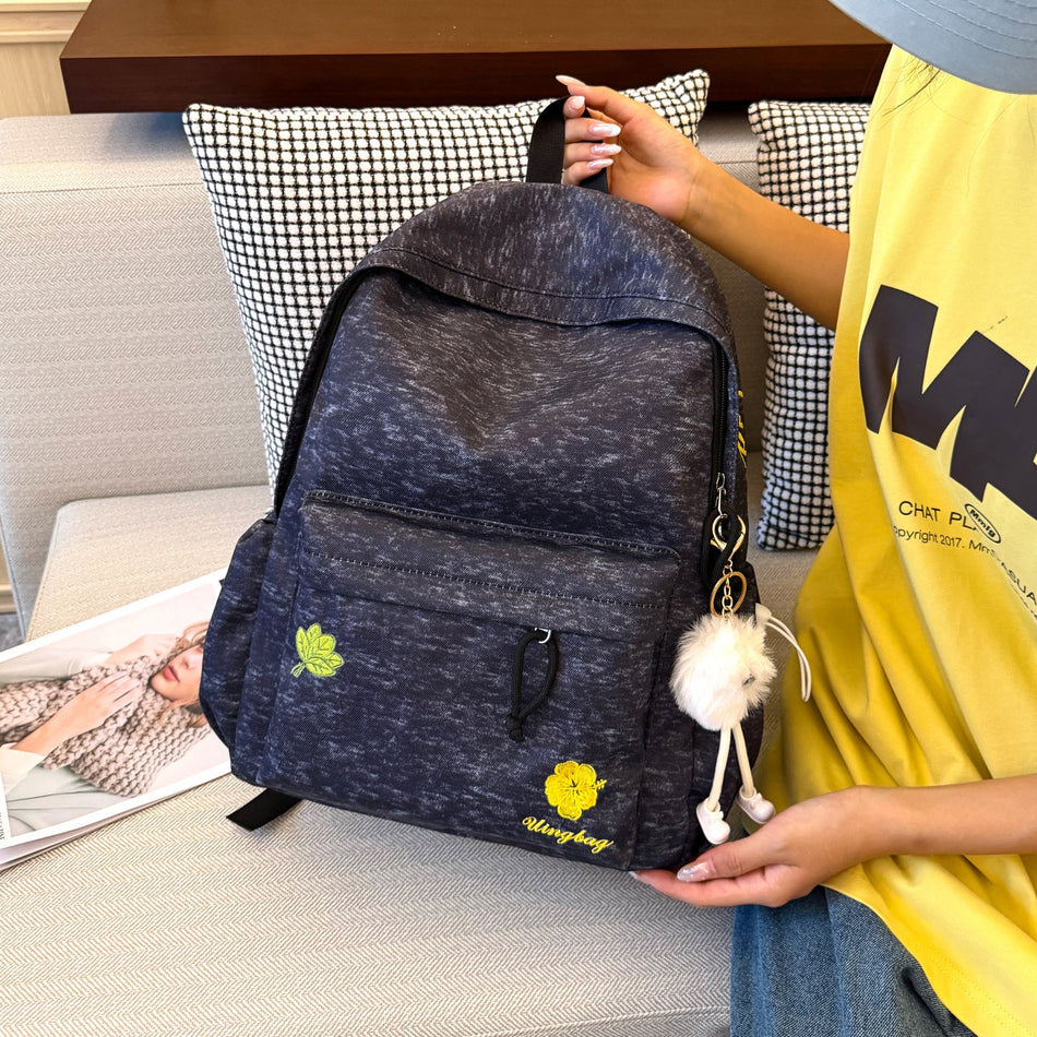 Casual Embroidered Student Backpack with Large Capacity