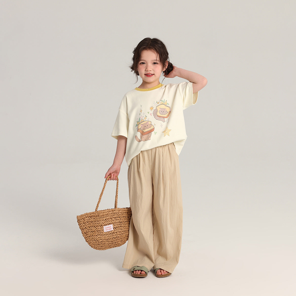 Pudding Haru Girls’ Cartoon Summer Short-Sleeve Tee – Summer Kids Fashion Nepal | Tudoholic