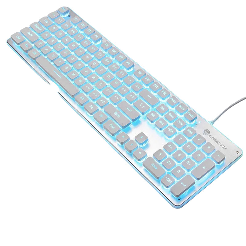 Langtu White Wireless Keyboard & Mouse Set Mechanical Feel