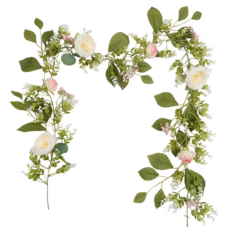 Simulated Eucalyptus Peony Rose Artificial Rattan Decor