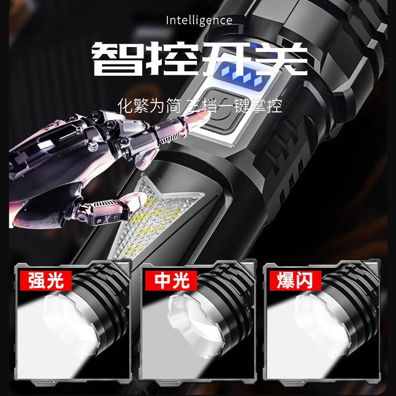 Super Light Rechargeable Zoom Flashlight – Long-Range Spotlight