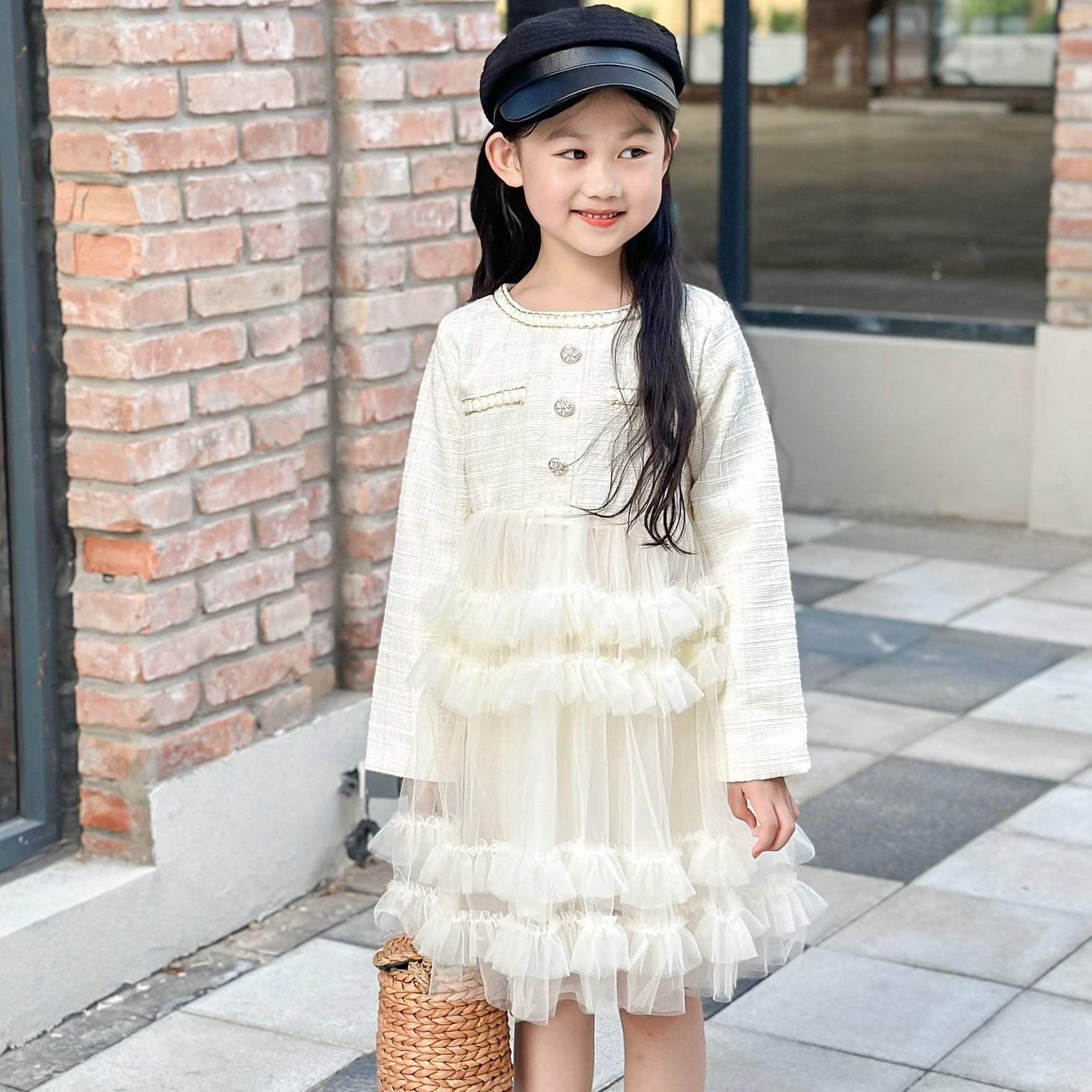 Girls Chanel Mesh Cake Dress Autumn Princess Style – Spring Autumn Kids Fashion Nepal | Tudoholic