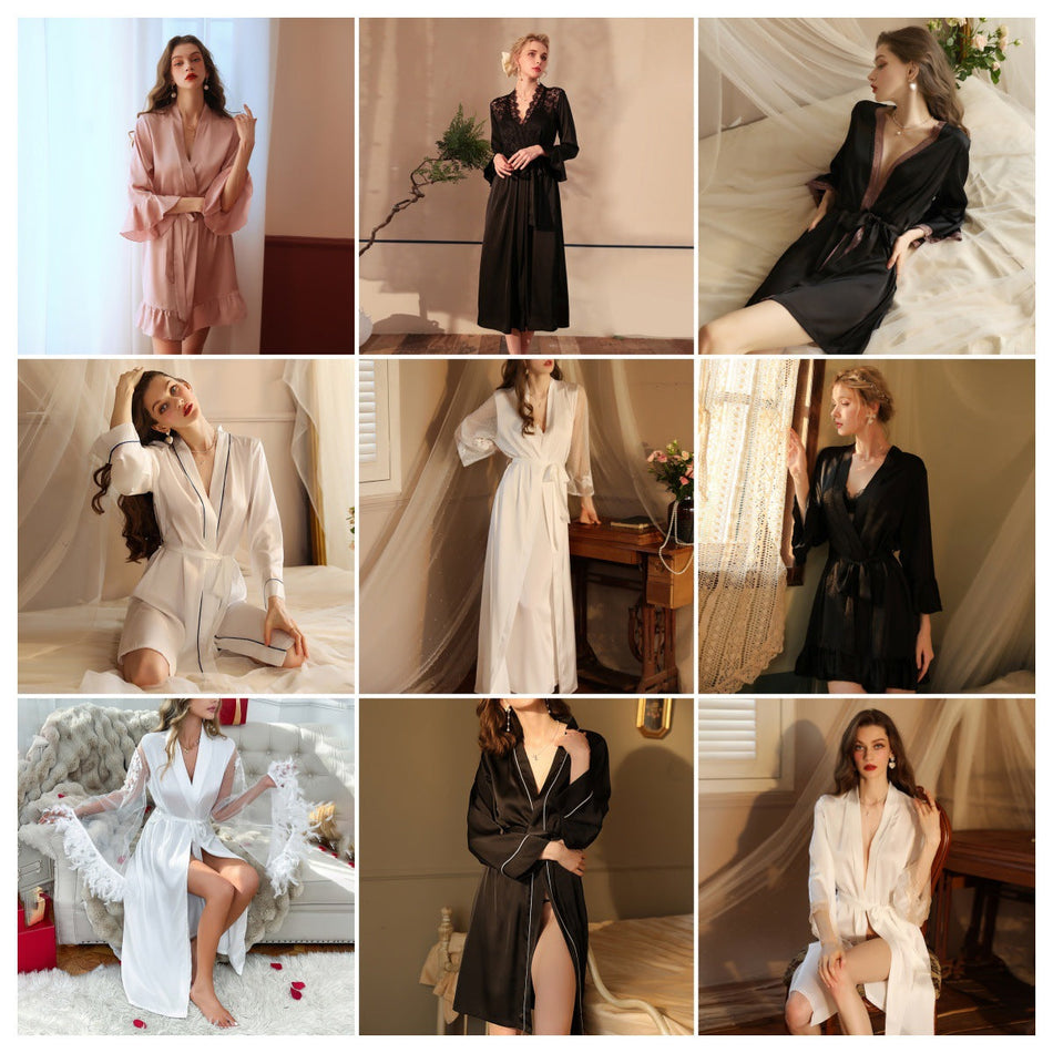 Faux Silk Long Nightgown Women’s Loungewear