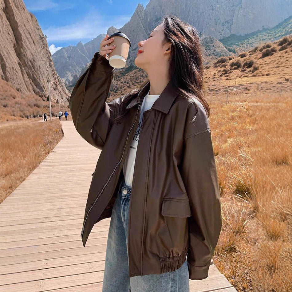 Retro Brown Leather Jacket