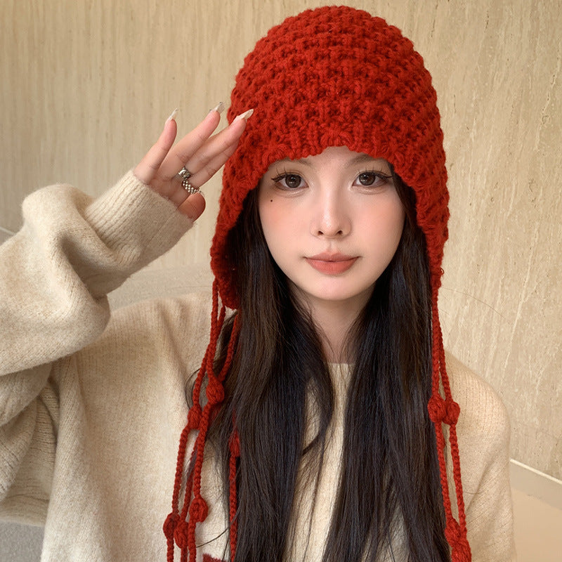 Women’s Plush Lined Knitted Earflap Winter Hat