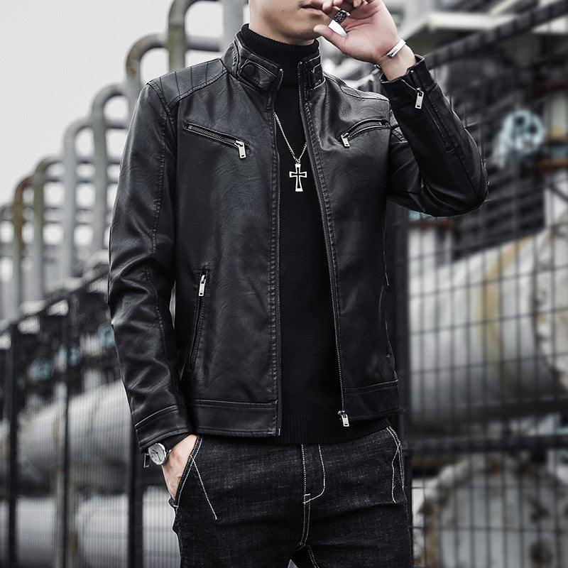 Trendy Men’s PU Leather Jacket | Teen Punk Motorcycle Style