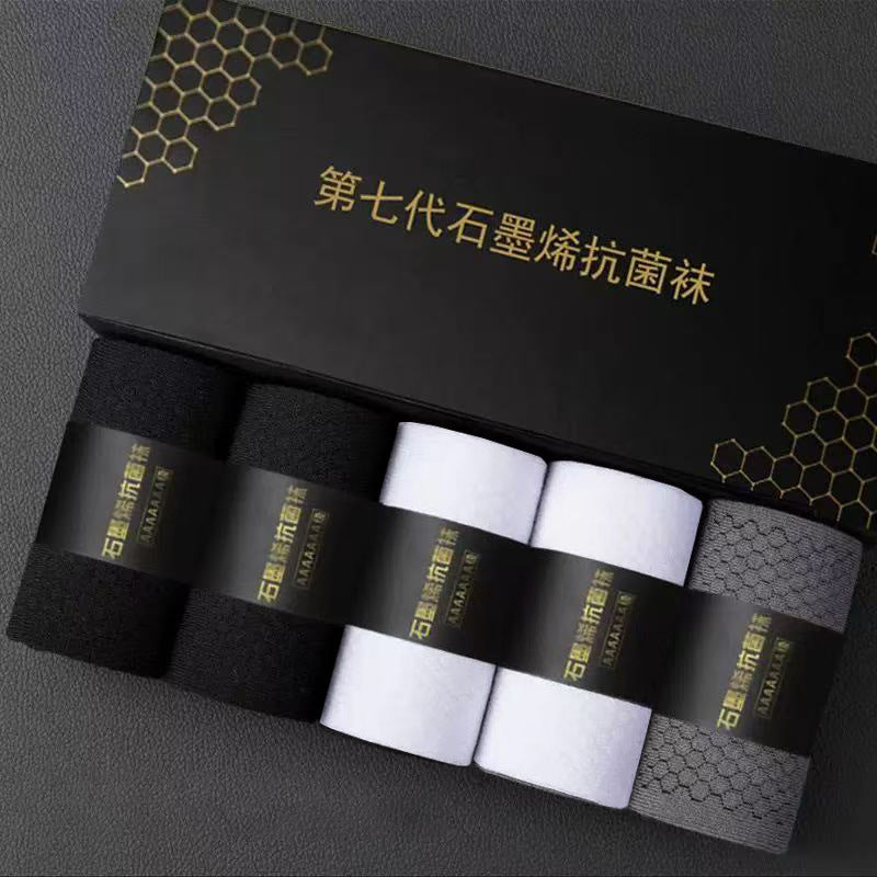 (PACK O - 5) Graphene Antibacterial Mens Socks Gift Box –