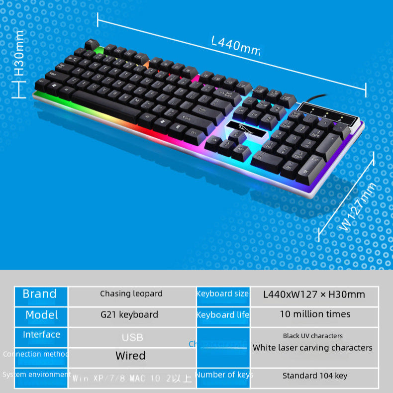 Leopard G21 Colorful Gaming Keyboard – RGB Wired