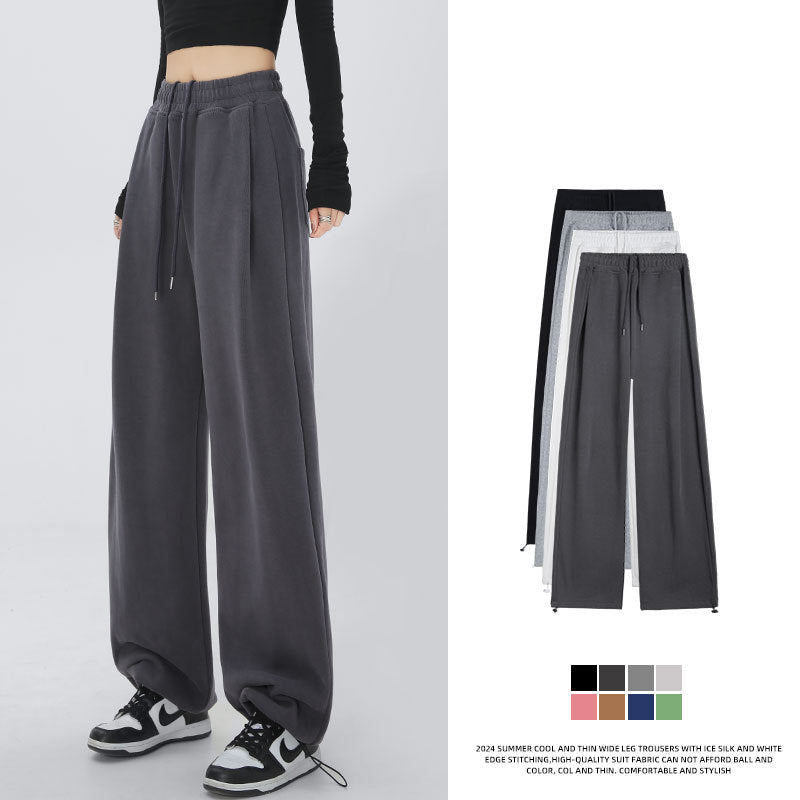 High Waist Wide-Leg Sports Pants – Stylish & Comfy