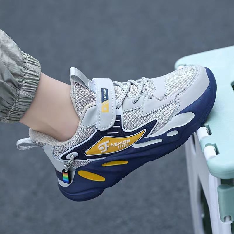 Boys Running Shoes Mesh Leather Casual Sneakers