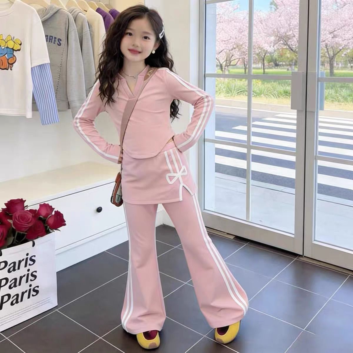 Girls Flared Pants Bow Two-Piece Set Summer 2026 – Playful Kids Outfit Nepal | Tudoholic