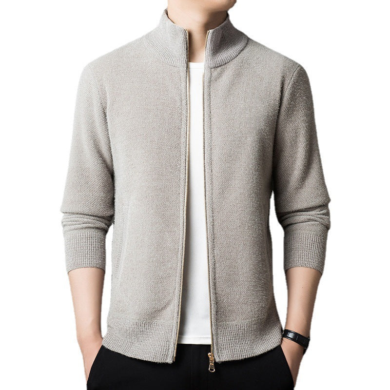 Men’s Autumn Winter Stand-Up Collar Cardigan