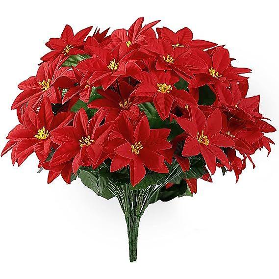 Artificial Poinsettia Christmas Flower – Indoor & Outdoor Décor