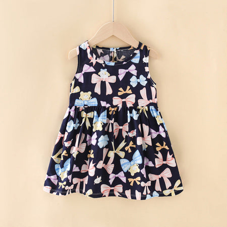 Girls Summer 2025 Floral Sling Cotton Silk Dress Skirt – Summer Kids Fashion Nepal | Tudoholic