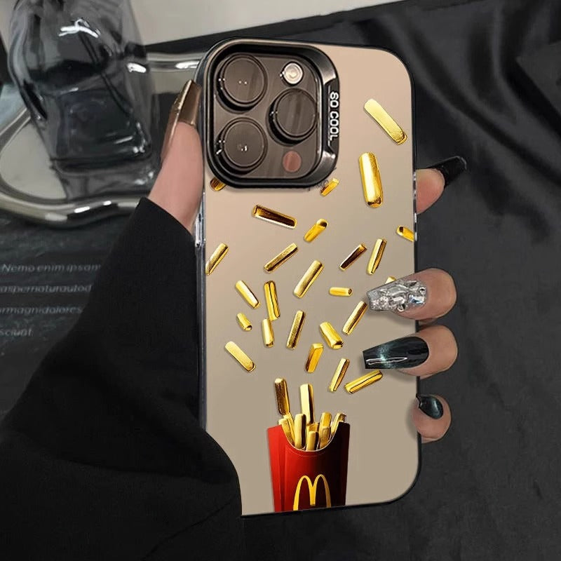 STOCK-Gold Fries Art Case for iPhone 12–16 Pro Max