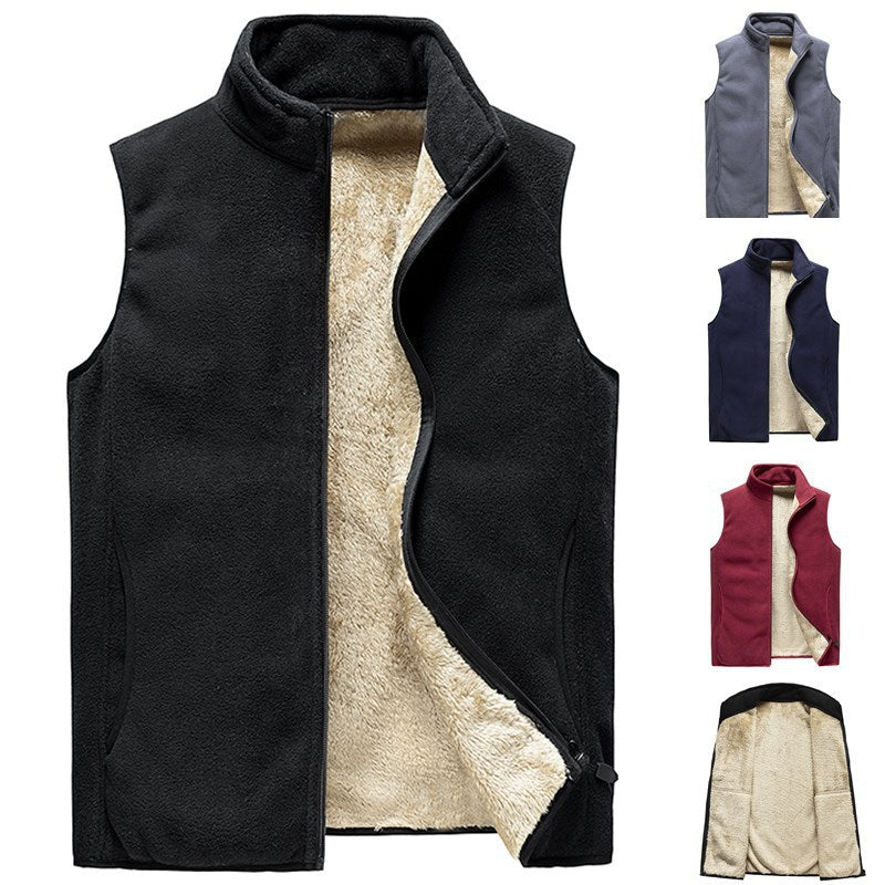 STOCK-Men’s Fleece-Lined Vest Casual Warm Waistcoat Plus Size