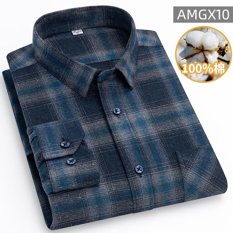 Dad Style Cotton Plaid Mens Shirt 2025