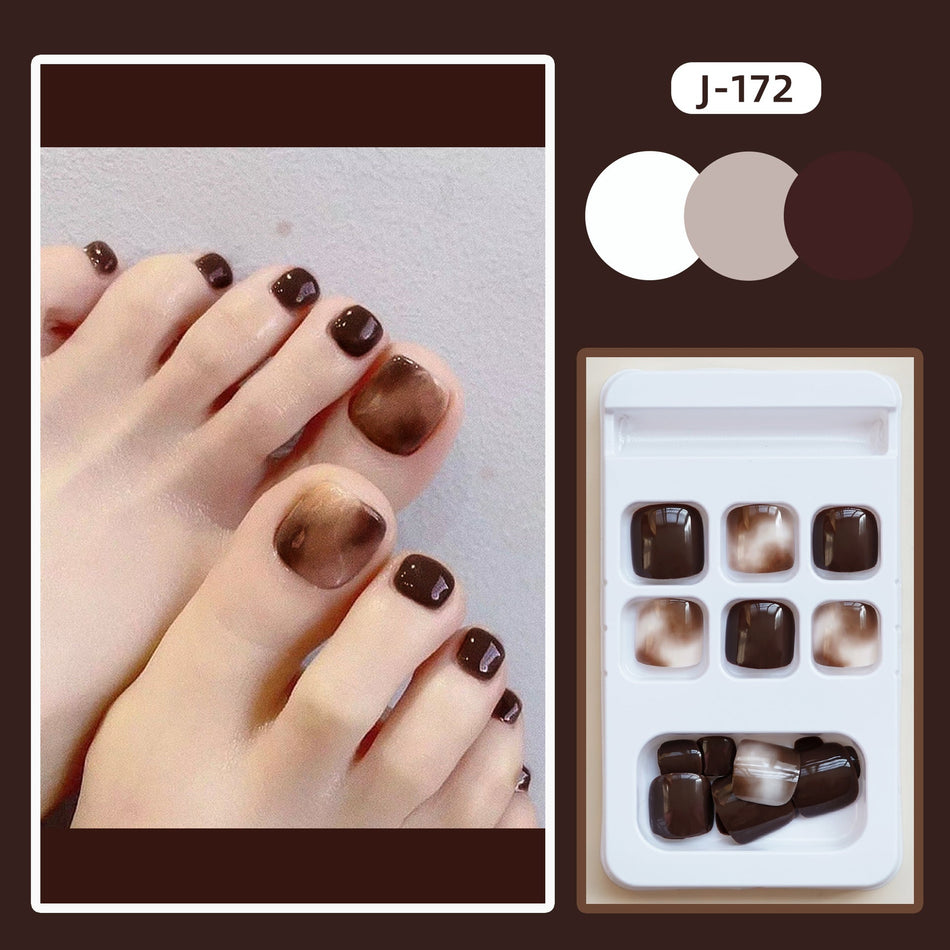 J-172 Qiao Cafe Chocolate Toe Fake Nail Patch – Wholesale Nail
