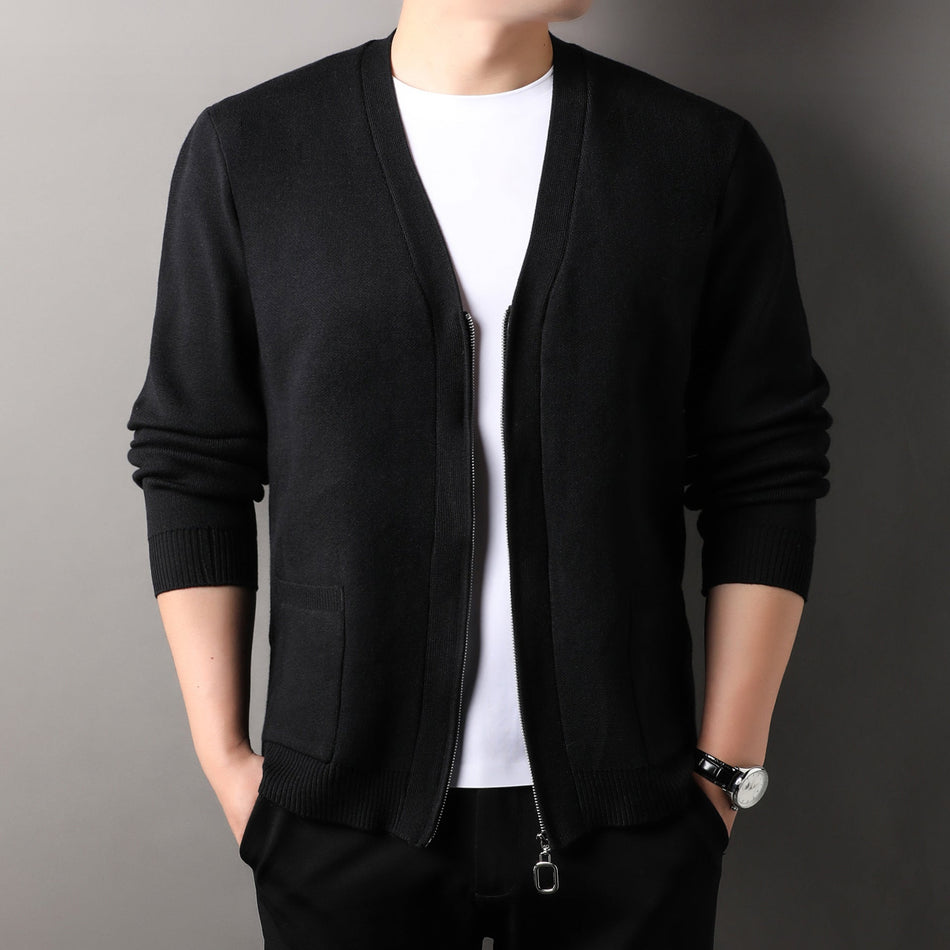 Men’s 2025 Solid Color V-Neck Cardigan Nepal
