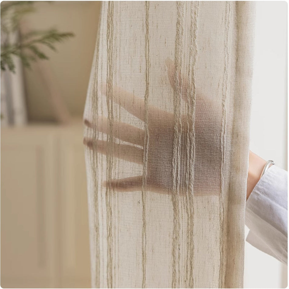 Japanese-Style Yarn Linen Curtains – Light-Transparent Cotton