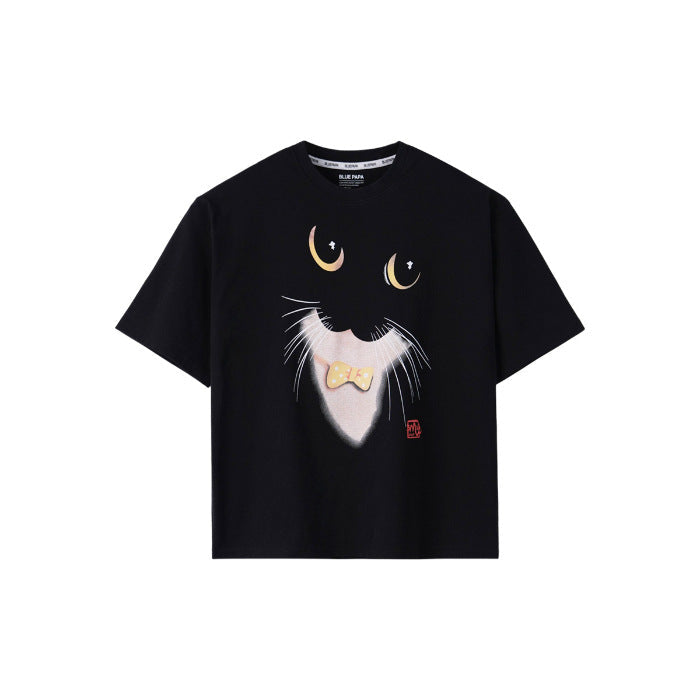 Girls’ Cat Cotton T-Shirt – Trendy Korean Summer Top – Summer Kids Fashion Nepal | Tudoholic