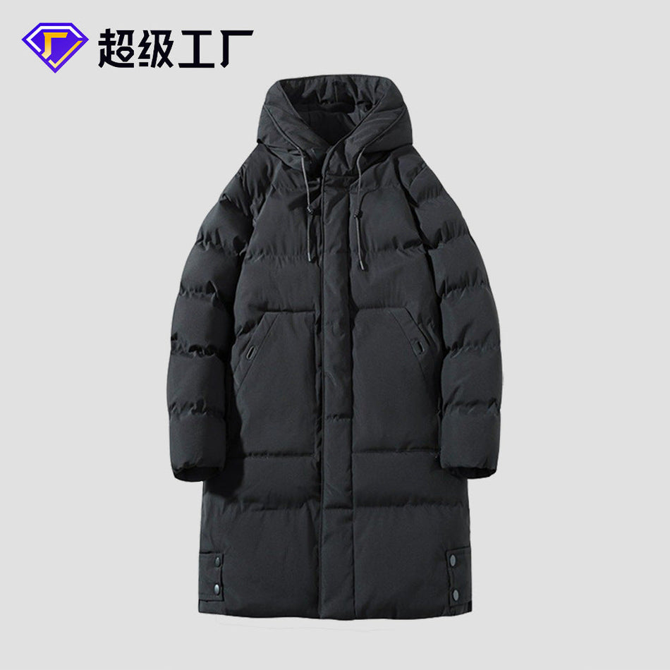 INSTOCK-Men’s Mid-Length Hooded Cotton-Padded Jacket – Thickened