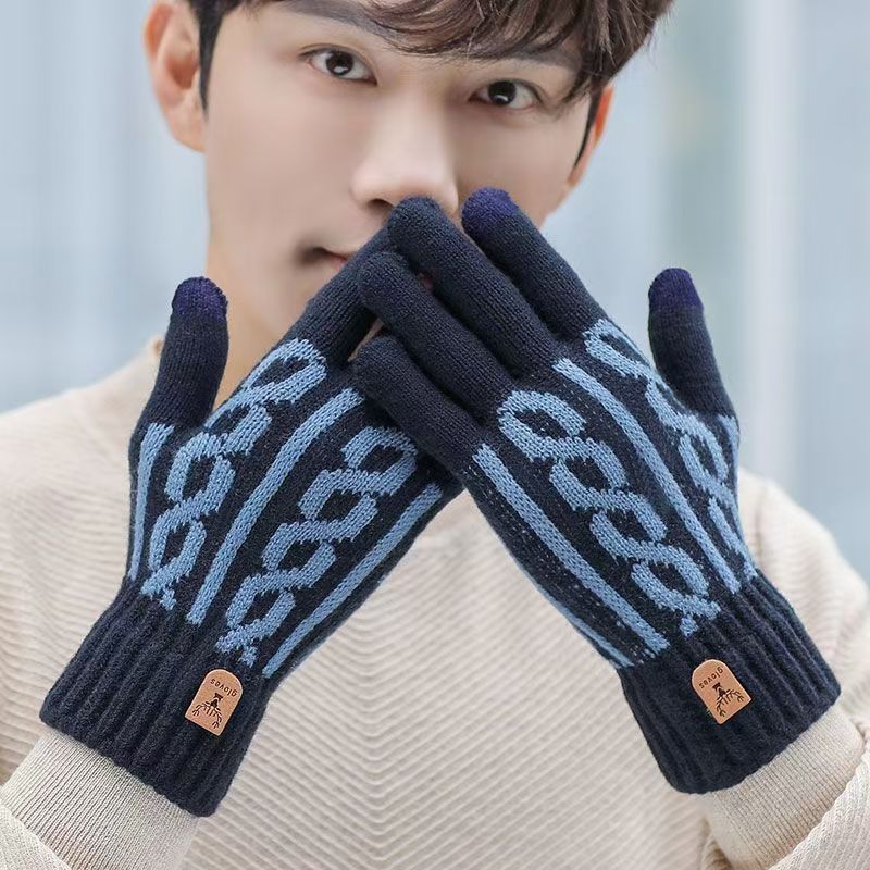 INSTOCK-Men’s Winter Touchscreen Wool Gloves Plus Velvet Padded