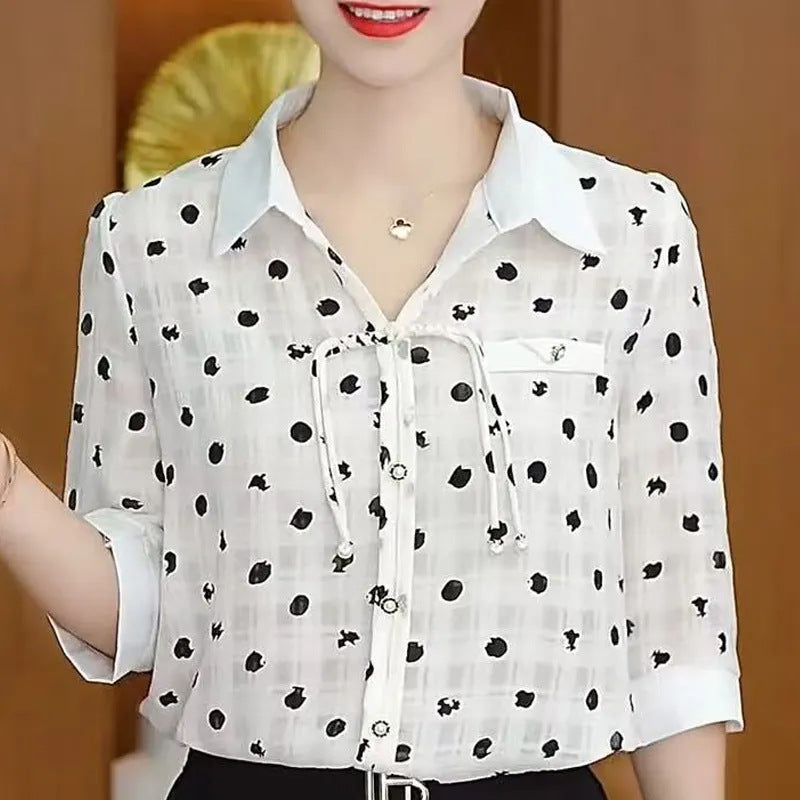 New Chinese Style Printed Summer Shirt for Women