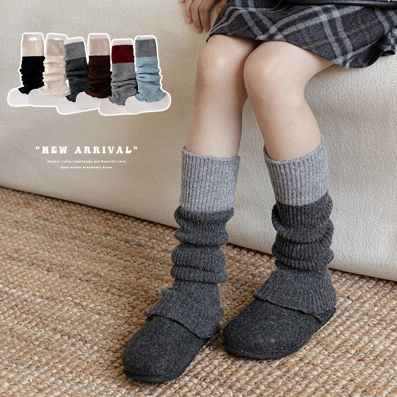 Girls Stacked Leg Warmers Thick Wool Cotton Winter Socks
