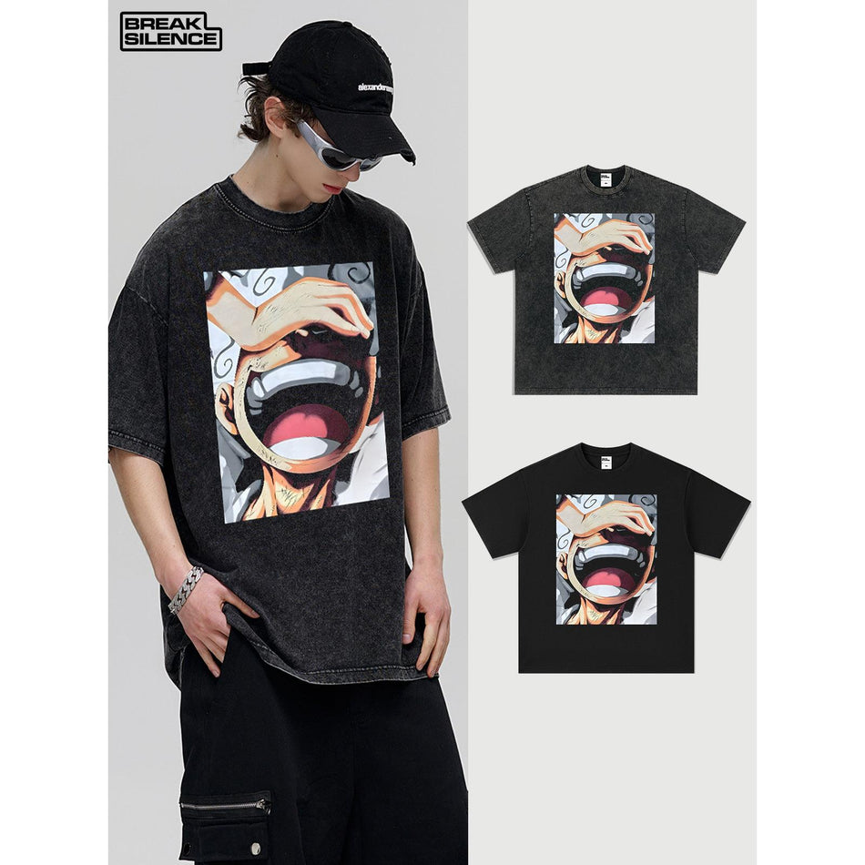 Luffy Printed Retro Cotton Short-Sleeve T-Shirt Men & Women