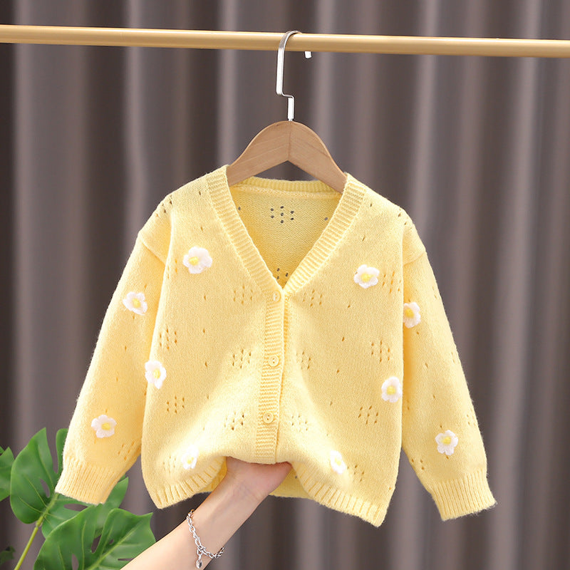 INSTOCK-Bala 2024 Girls’ Flower Sweater Cardigan