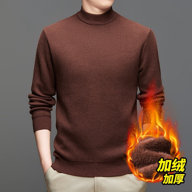 2025 Men’s Slim Fit Velvet Half Turtle Neck Sweater