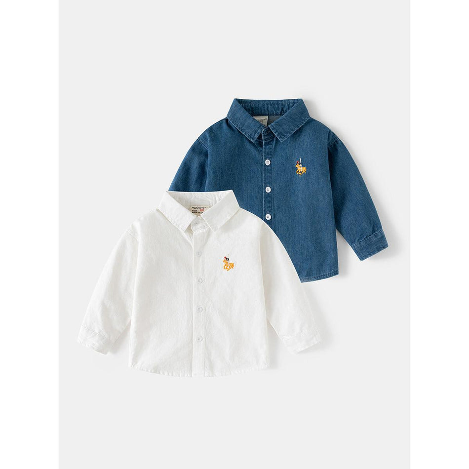 Boys Korean Style Denim Long Sleeve Shirt Spring Autumn